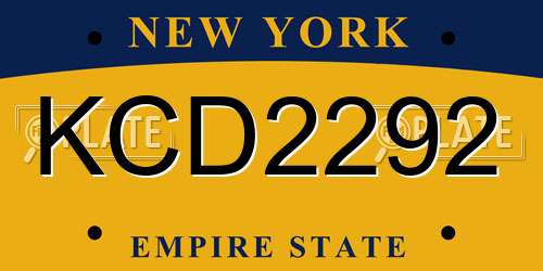 KCD2292 New York License Plate