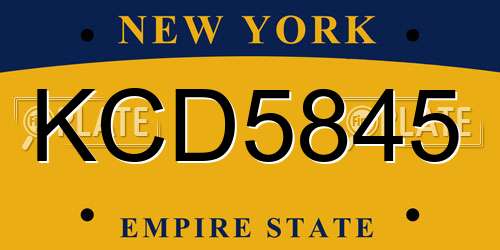 KCD5845 New York License Plate