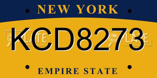 KCD8273 New York License Plate