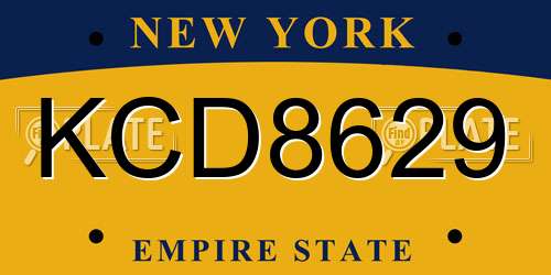 KCD8629 New York License Plate