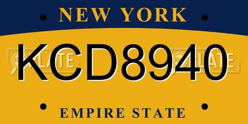 KCD8940 New York License Plate