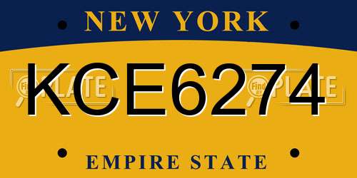 KCE6274 New York License Plate