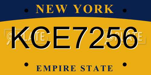 KCE7256 New York License Plate