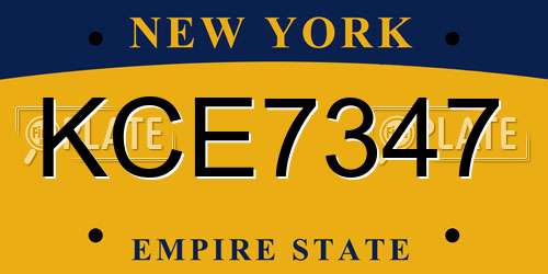 KCE7347 New York License Plate