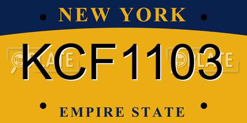 KCF1103 New York License Plate