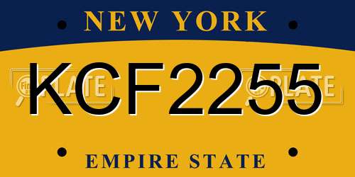 KCF2255 New York License Plate