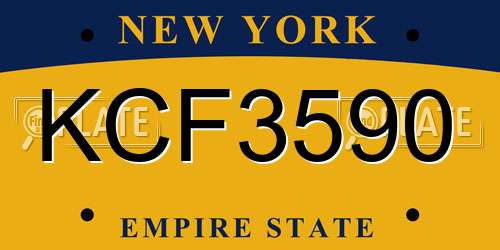 KCF3590 New York License Plate