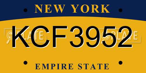 KCF3952 New York License Plate