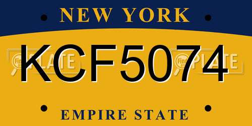 KCF5074 New York License Plate