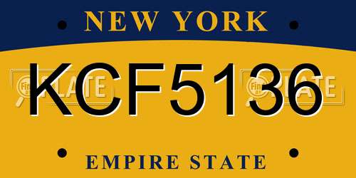 KCF5136 New York License Plate