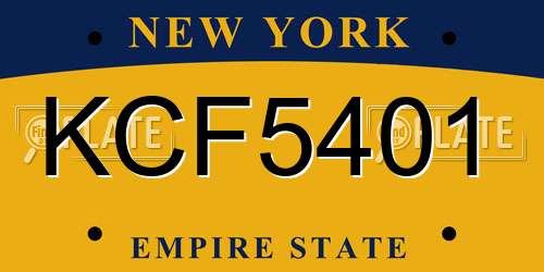KCF5401 New York License Plate