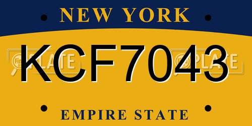 KCF7043 New York License Plate