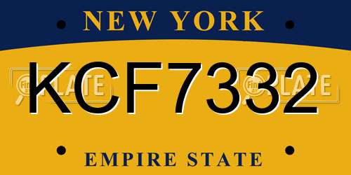 KCF7332 New York License Plate