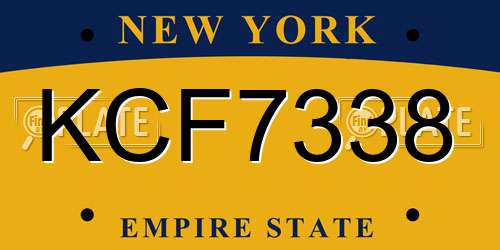 KCF7338 New York License Plate
