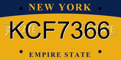 KCF7366 New York License Plate
