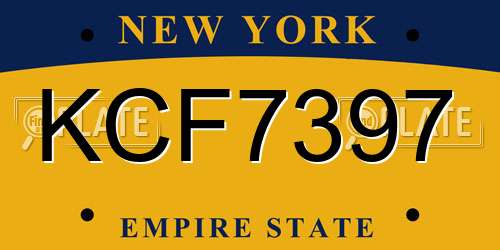 KCF7397 New York License Plate