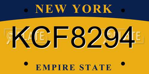 KCF8294 New York License Plate