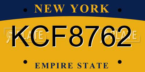 KCF8762 New York License Plate