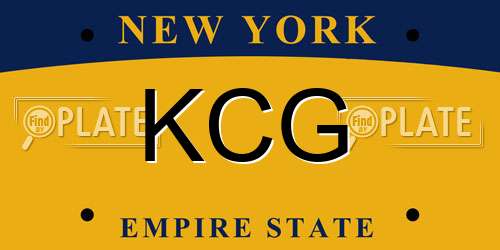 KCG New York License Plate