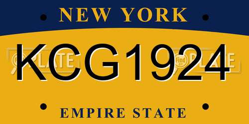 KCG1924 New York License Plate