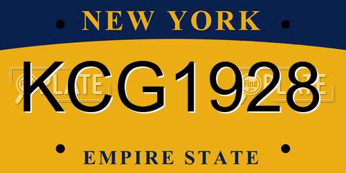KCG1928 New York License Plate