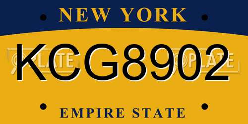 KCG8902 New York License Plate