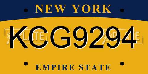 KCG9294 New York License Plate