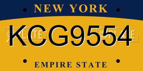 KCG9554 New York License Plate