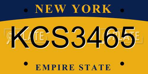 KCS3465 New York License Plate