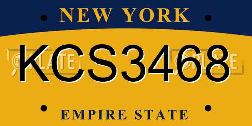 KCS3468 New York License Plate