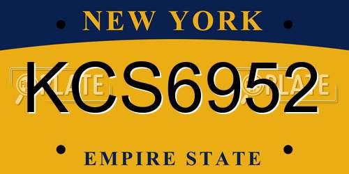 KCS6952 New York License Plate
