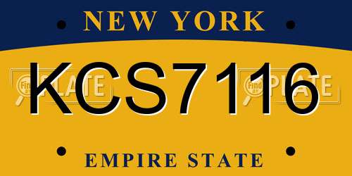 KCS7116 New York License Plate