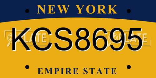 KCS8695 New York License Plate