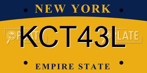 KCT43L New York License Plate