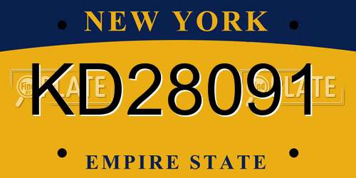 KD28091 New York License Plate