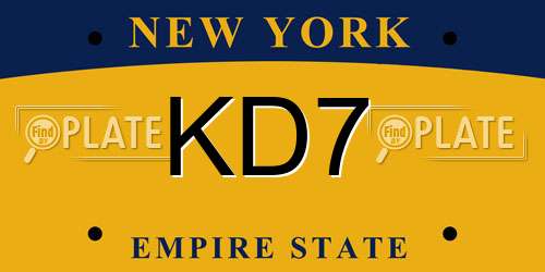 KD7 New York License Plate