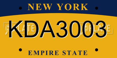 KDA3003 New York License Plate