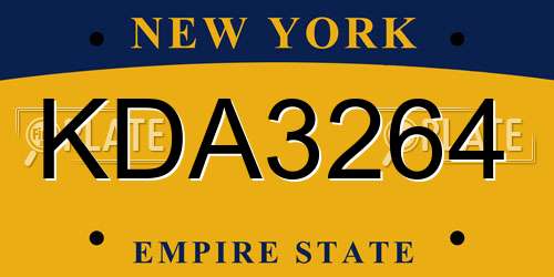 KDA3264 New York License Plate