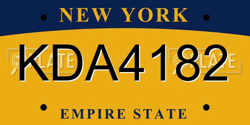 KDA4182 New York License Plate