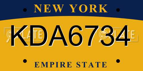 KDA6734 New York License Plate