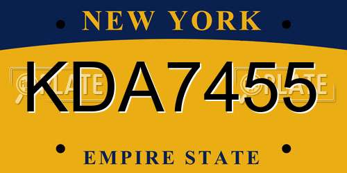 KDA7455 New York License Plate