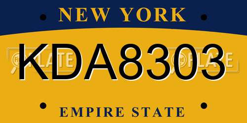 KDA8303 New York License Plate