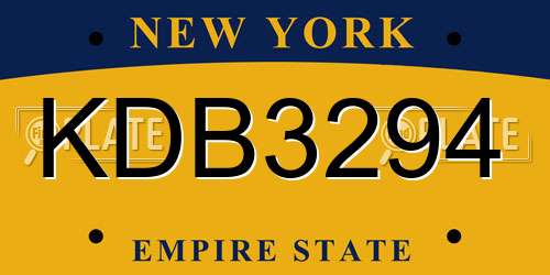 KDB3294 New York License Plate