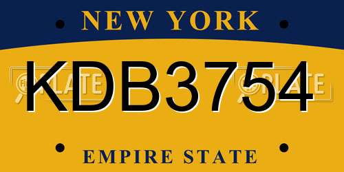 KDB3754 New York License Plate