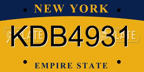 KDB4931 New York License Plate