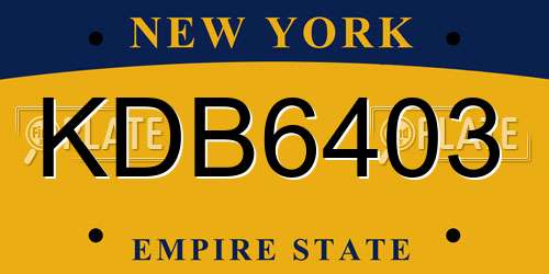 KDB6403 New York License Plate