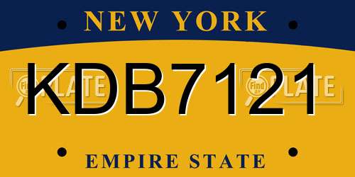 KDB7121 New York License Plate