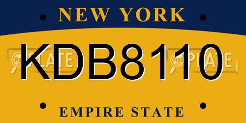 KDB8110 New York License Plate