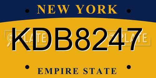 KDB8247 New York License Plate