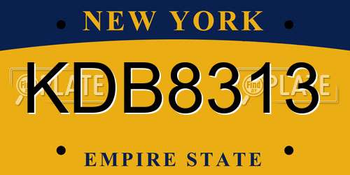 KDB8313 New York License Plate
